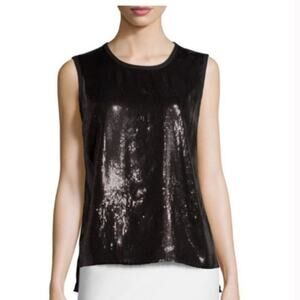 NEW Shelli Segal Black Sequin Tank Top Glam City Chic Cocktail Party Date Night
